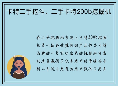 卡特二手挖斗、二手卡特200b挖掘机